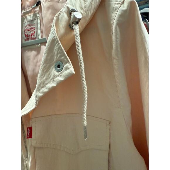 Levi’s Cream Zip Military Anorak Jacket XXL NWT Hooded Oversized Fit - Picture 4 of 9